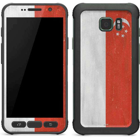 Singapore Flag Distressed Galaxy S7 Active Skin