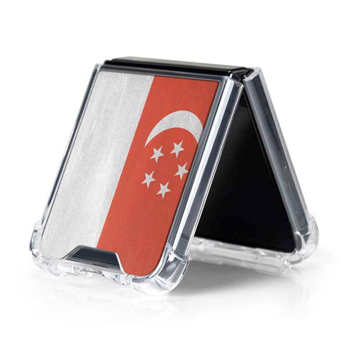Singapore Flag Distressed Galaxy Z Flip5 5G Clear Case