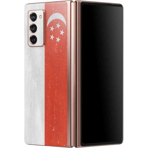 Singapore Flag Distressed Galaxy Z Fold2 5G Skin