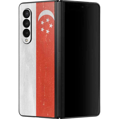 Singapore Flag Distressed Galaxy Z Fold3 5G Skin
