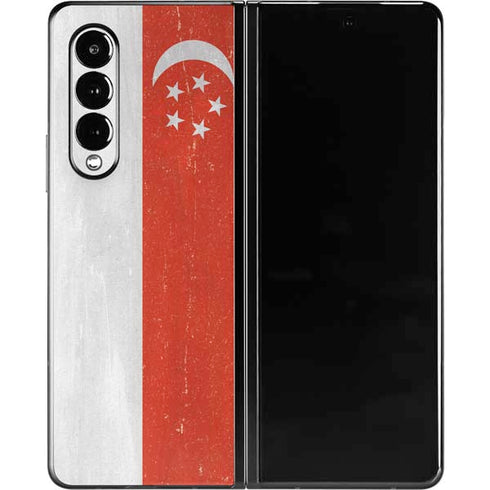 Singapore Flag Distressed Galaxy Z Fold3 5G Skin