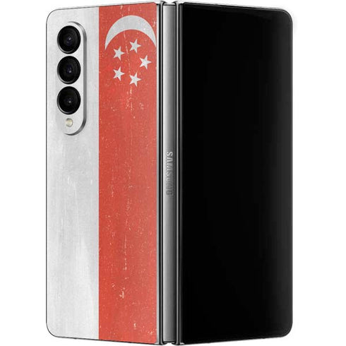 Singapore Flag Distressed Galaxy Z Fold4 5G Skin