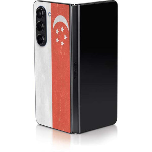 Singapore Flag Distressed Galaxy Z Fold5 5G Skin