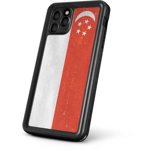 Singapore Flag Distressed iPhone 11 Pro Max Waterproof Case