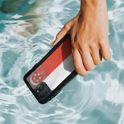 Singapore Flag Distressed iPhone 11 Pro Max Waterproof Case