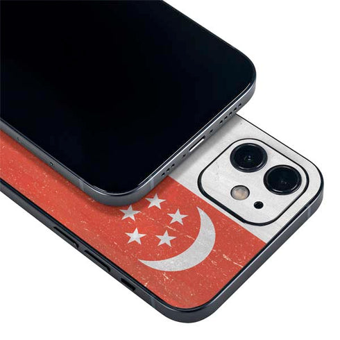 Singapore Flag Distressed iPhone 12 Mini Skin