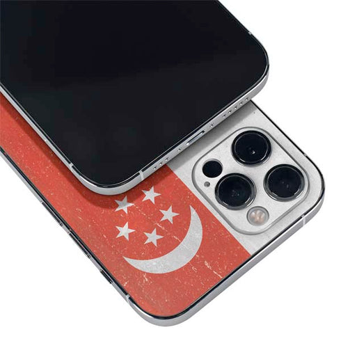 Singapore Flag Distressed iPhone 12 Pro Skin