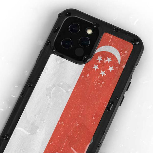 Singapore Flag Distressed iPhone 12 Pro Waterproof Case
