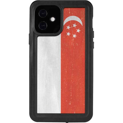 Singapore Flag Distressed iPhone 12 Waterproof Case