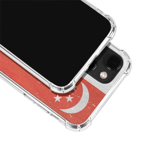 Singapore Flag Distressed iPhone 13 Mini Clear Case