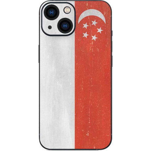 Singapore Flag Distressed iPhone 13 Mini Skin
