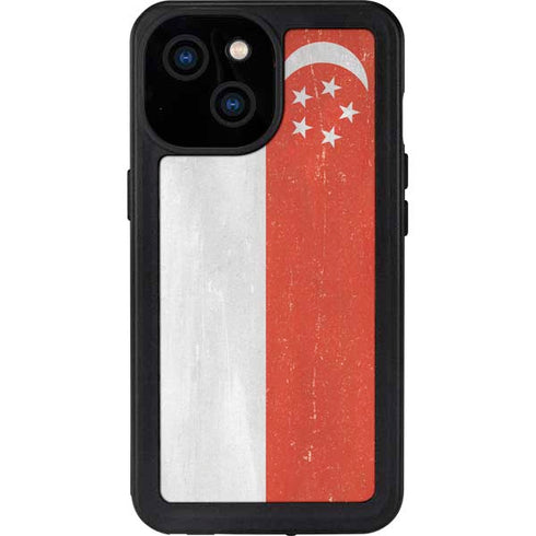 Singapore Flag Distressed iPhone 13 Mini Waterproof Case