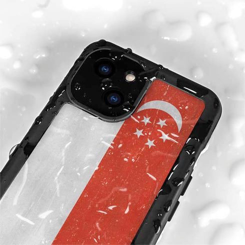Singapore Flag Distressed iPhone 13 Mini Waterproof Case