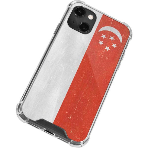 Singapore Flag Distressed iPhone 14 Plus Clear Case
