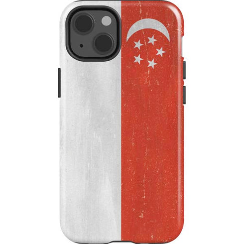 Singapore Flag Distressed iPhone 15 Impact Case