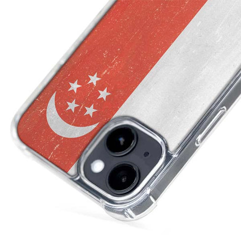 Singapore Flag Distressed iPhone 15 Plus MagSafe Case