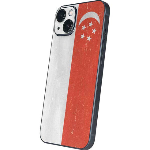 Singapore Flag Distressed iPhone 15 Plus Skin