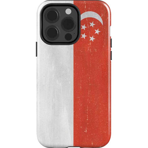 Singapore Flag Distressed iPhone 14 Pro Impact Case
