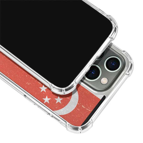 Singapore Flag Distressed iPhone 14 Pro Max Clear Case
