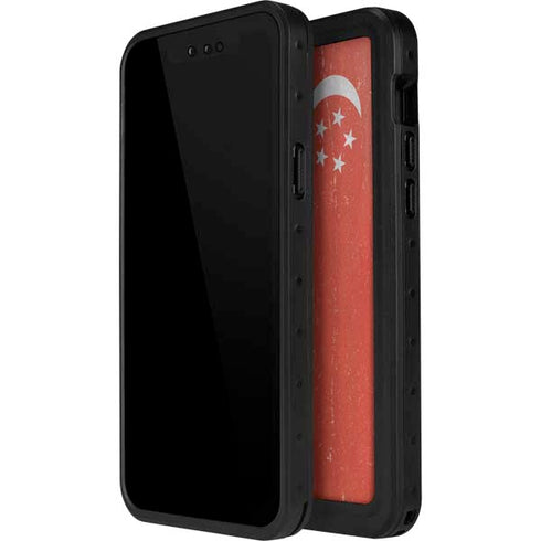 Singapore Flag Distressed iPhone 14 Pro Max Waterproof Case