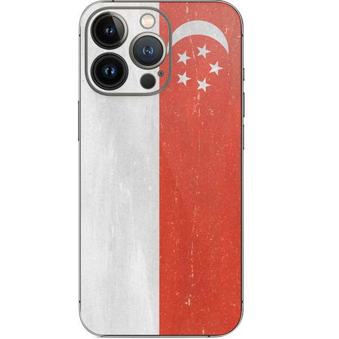 Singapore Flag Distressed iPhone 14 Pro Skin