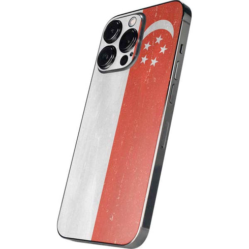 Singapore Flag Distressed iPhone 15 Pro Skin
