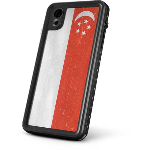 Singapore Flag Distressed iPhone XR Waterproof Case