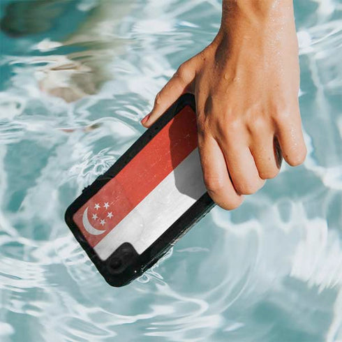 Singapore Flag Distressed iPhone XR Waterproof Case