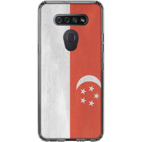 Singapore Flag Distressed LG K51/Q51 Clear Case