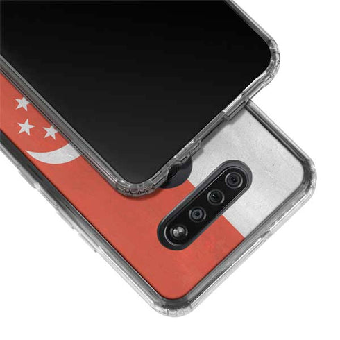 Singapore Flag Distressed LG K51/Q51 Clear Case