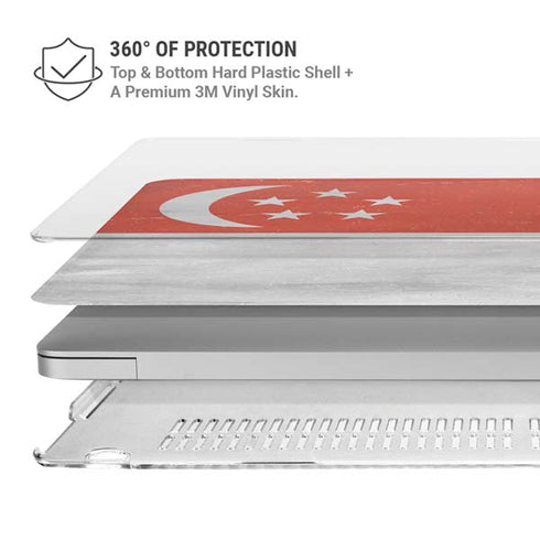 Singapore Flag Distressed MacBook Pro 16in (2019-20) Case plus Skin