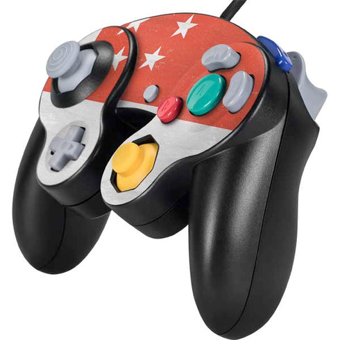 Singapore Flag Distressed Nintendo GameCube Controller Skin
