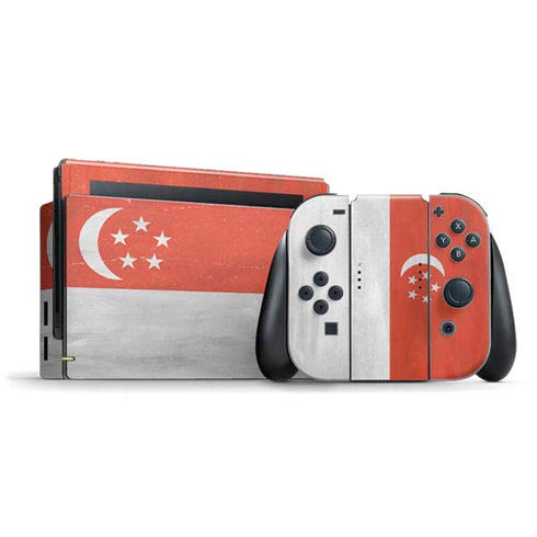 Singapore Flag Distressed Nintendo Switch Bundle Skin
