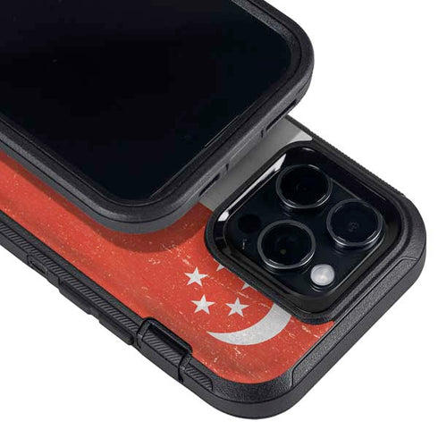 Singapore Flag Distressed Otterbox Defender iPhone Skin