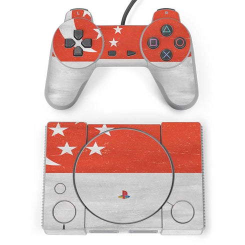 Singapore Flag Distressed PlayStation Classic Bundle Skin