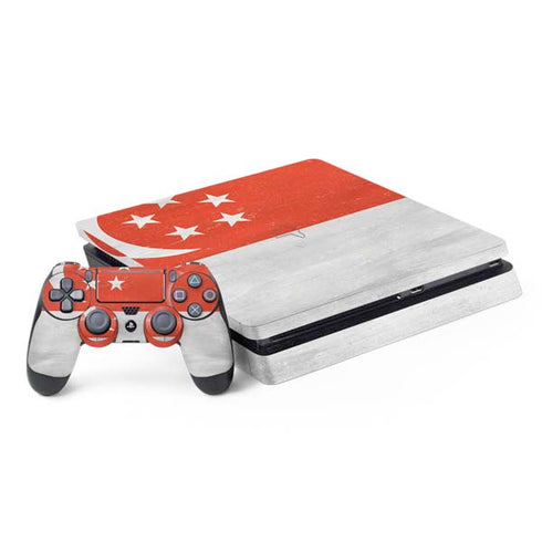 Singapore Flag Distressed PS4 Slim Bundle Skin