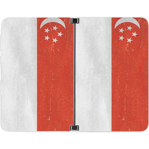 Singapore Flag Distressed Surface Duo Skin