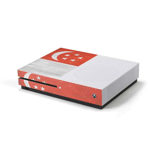Singapore Flag Distressed Xbox One S Console Skin