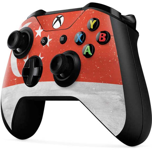 Singapore Flag Distressed Xbox One X Controller Skin