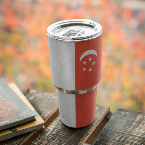 Singapore Flag Distressed Yeti 30oz Rambler Tumbler Skin