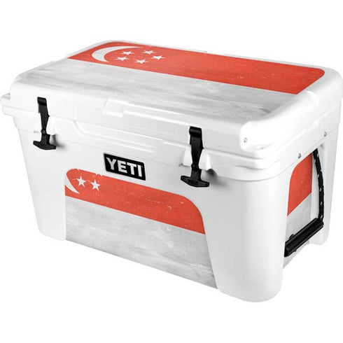 Singapore Flag Distressed YETI Tundra 45 Hard Cooler Skin