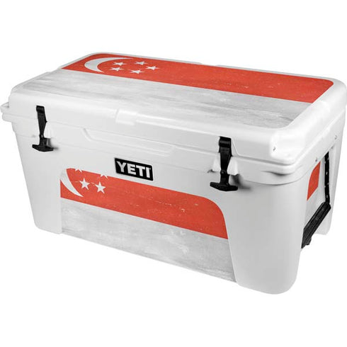 Singapore Flag Distressed YETI Tundra 65 Hard Cooler Skin