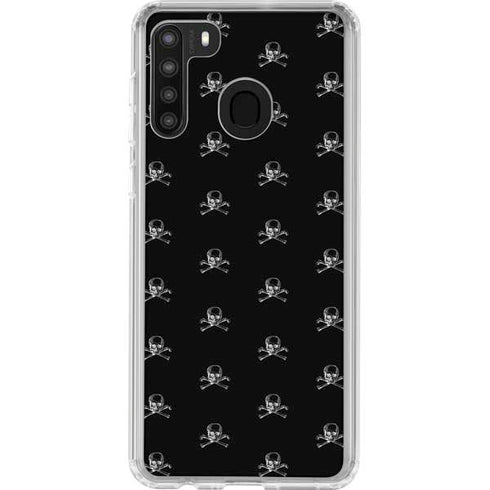 Alchemy Skull and Crossbone Pattern Galaxy A21 Clear Case