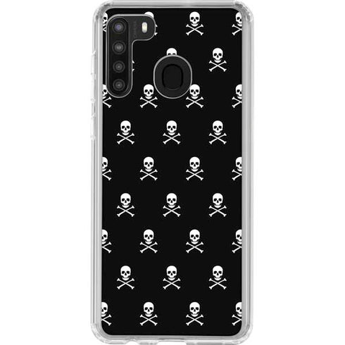 Skull and Crossbones (white) Galaxy A21 Clear Case