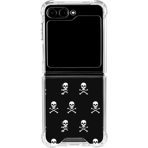 Skull and Crossbones (white) Galaxy Z Flip5 5G Clear Case