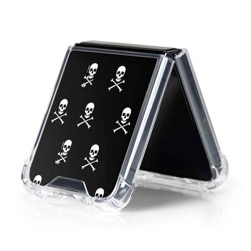 Skull and Crossbones (white) Galaxy Z Flip5 5G Clear Case