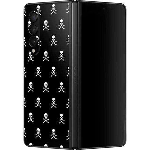 Skull and Crossbones (white) Galaxy Z Fold3 5G Skin