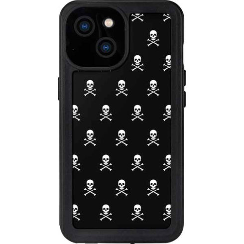 Skull and Crossbones (white) iPhone 13 Mini Waterproof Case