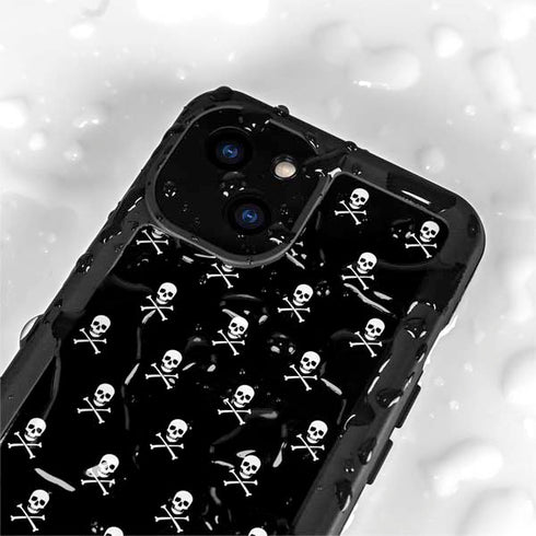 Skull and Crossbones (white) iPhone 13 Mini Waterproof Case