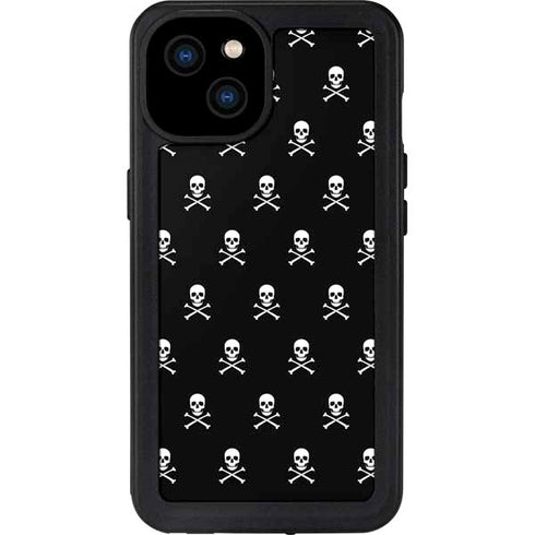 Skull and Crossbones (white) iPhone 15 Plus Waterproof Case
